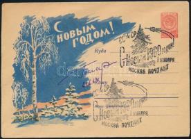 Jurij Alekszejevics Gagarin (1934-1968) szovjet űrhajós autográf aláírása alkalmi borítékon, / Autog...