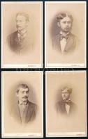 cca 1876 Férfiportrék, 4 db keményhátú fotó Zelesny Károly pécsi műterméből, 10,5×6,5 cm