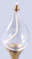 Bronz olajégő üveg tégellyel, m: 29,5 cm