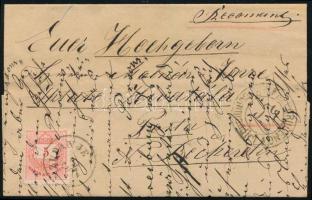 1875 3 x 5kr ajánlott levélen "ZUPANJE" (hátoldali bélyegek eltépve / 2 stamps torn apart)