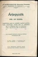 1910 Alfra Separator Rt. Árjegyzék, 1910. évi kiadás. (Tejgazdasági gépek és eszközök. Jég- és hűtőg...