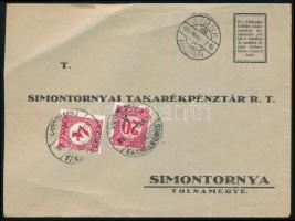 1934 Levél 24f portóval "GYÖNK" - "SIMONTORNYA"