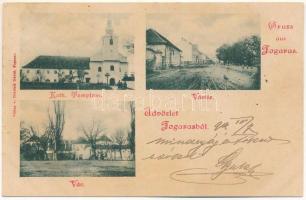 1899 Fogaras, Fagaras; Vár, katolikus templom, vártér. Kiadja Thürfeld Dávid / castle, Chatolic church, square (fl)