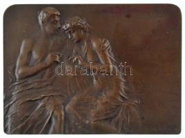 Ausztria 1939. Fiatal pár eljegyzését ábrázoló, kétoldalas bronz plakett, hátoldalán vésett dátummal "1939. nov. 4." Szign.: Heinrich Kautsch (54x75mm) T:AU,XF