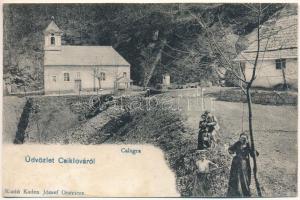 Csiklovabánya, Csiklova, Csiklóbánya, Németcsiklova, Ciclova Montana (Oravicabánya, Oravita); Calugra / Manastirea Calugarul / Kalugra ortodox kolostor. Kaden József kiadása / Orthodox monastery (r)