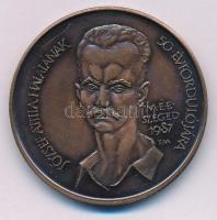 Fritz Mihály (1947-) 1987. "József Attila halálának 50. évfordulója - MÉE Szeged" kétoldalas bronz emlékérem (42,5mm) T:AU patina Adamo SG18