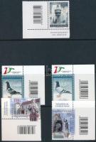 2013-2015 Idegenforgalom IV. ívsarki bélyeg vonbalkóddal és felirattal + Bélyegnap ívsarki sor vonalkóddal és felirattal + Magyarország állatvilága IX. - Postagalamb olimpia II. ívsarki sor vonalkóddal és logóval