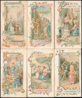 1911 A Szent Olvasó tizenőt titka, litho képek sérült papír tokban, 3-as titok hiányzik, 12,5×7 cm