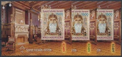 2023 Szent István-terem 3 db blokk azonos piros, zöld és fekete sorszámmal