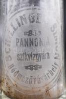 Schillinger Simon Hódmezővásárhely Pannóni szikvízgyár feliratos szódás üveg fej nélkül 24 cm