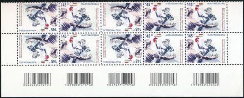 2014 Női kézilabda EB ívsarki vonalkódos tízescsík, benne 2 klf fordított képállású pár