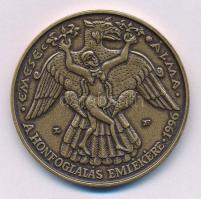 Lebó Ferenc (1960-) 1996. "A honfoglalás emlékére / Álmos áldozata" kétoldalas bronz emlék...