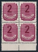 1946 Forint-filléres portó 2Ft ívszéli négyestömb "forin" lemezhibával