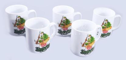 5 darab vadászmintás porcelán bögre, hibátlan, m: 9,5 cm