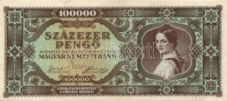 1945-46. 100P, 500P, 1000P (2x)(bélyeg és bélyeg nélküli), 100.000P (2x), 1.000.000P, 10.000.000P, 1...