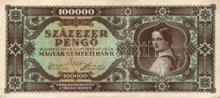 1945-46. 100P, 500P, 1000P (2x)(bélyeg és bélyeg nélküli), 100.000P (2x), 1.000.000P, 10.000.000P, 1...