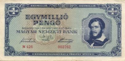 1945-46. 100P, 500P, 1000P (2x)(bélyeg és bélyeg nélküli), 100.000P (2x), 1.000.000P, 10.000.000P, 1...