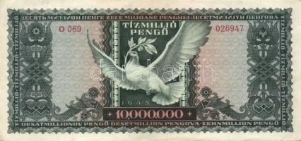 1945-46. 100P, 500P, 1000P (2x)(bélyeg és bélyeg nélküli), 100.000P (2x), 1.000.000P, 10.000.000P, 1...