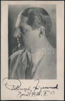 1934 Pilinszky Zsigmond (1883-1957) operaénekes (tenor) saját kezűleg aláírt és datált fotólapja, 14...