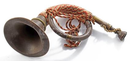 Kis réz díszkürt, h: 17 cm