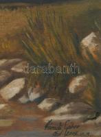 Váradi Gábor (1958-): Erdei táj. Olaj, vászon. Jelzett, sérült 64x43 cm. Dekoratív, kissé kopott fak...