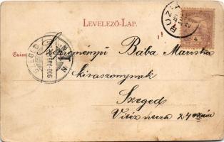 1900 Temesvár, Timisoara; Erzsébetváros, Dózsa utca, vasúti átkelő és sorompó. Králicsek Béla kiadás...