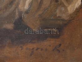 Olvashatatlan jelzéssel: Enteriőr. Olaj, karton, jelzett, Dekoratív keretben. 70x 50 cm