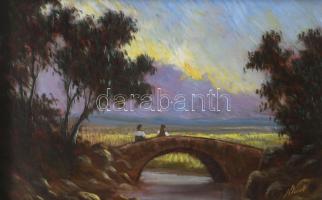 Klement Zoltán (1967-): Táj. Olaj, farost, jjl.: Klement 13x20,5 cm