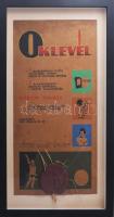 1967 Borodnádasd Három tavasz fesztivál Oklevél. nyomat üvegezett keretben 56x29 cm