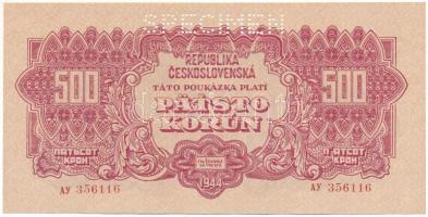 Csehszlovákia 1944. 500K "AY 356116", "SPECIMEN (MINTA)" perforációval T:AU Czechoslovakia 1944. 500 Korun "AY 356116", with "SPECIMEN" perforation C:AU Krause P#49.s