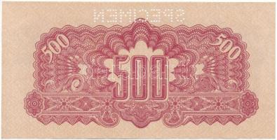 Csehszlovákia 1944. 500K "AY 356116", "SPECIMEN (MINTA)" perforációval T:AU
Cze...