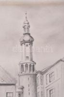 Olvashatatlan jelzéssel: Sopron. Ceruza, papír, 21x13,5 cm