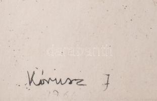 Kórusz József (1927-2010): Horgász. Rézkarc, papír, kartonra kasírozva, jelzett, 29x20 cm