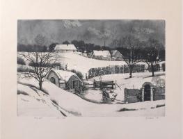 Gaál Domokos (1940-2009): Pincék. Rézkarc, papír, jelzett, 28x41 cm