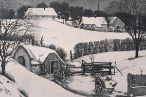 Gaál Domokos (1940-2009): Pincék. Rézkarc, papír, jelzett, 28x41 cm