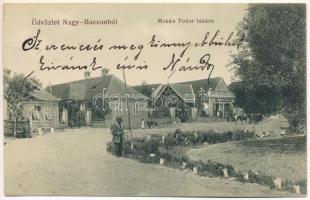 Nagybacon, Nagy-Baczon, Batanii Mari; Mokán Tódor lakása, üzlet / villa, shop (ragasztónyomok / glue marks)