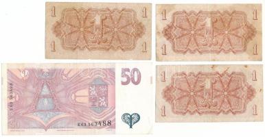 Csehszlovákia 1944. 1K (3x) + Csehország 1997. 50K T:F
Czechoslovakia 1944. 1 Koruna (3x) + Czech R...