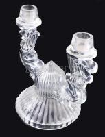 Bohemia art deco üveg gyertyatartó, jelzés nélkül, 20x19 cm