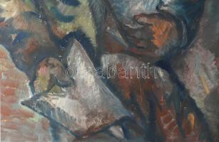 Bakányi Gyula (1955-): Újságárus. Olaj, farost, jelzett, 85x65 cm
