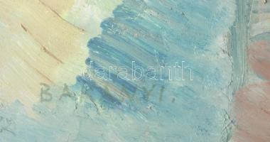 Bakányi Gyula (1955-): Újságárus. Olaj, farost, jelzett, 85x65 cm