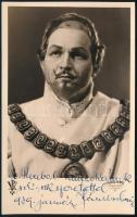 1939 Jámbor László (1911-1995) operaénekes (bariton) dedikált fotólapja, 13,5x8,5 cm