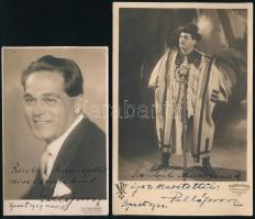 Palló Imre (1891-1978) Kossuth-díjas operaénekes (bariton) 2 db saját kezűleg dedikált fotója, 14x8,5 cm és 17,5x11,5 cm