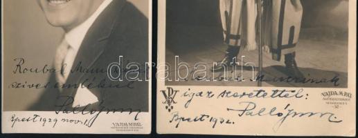 Palló Imre (1891-1978) Kossuth-díjas operaénekes (bariton) 2 db saját kezűleg dedikált fotója, 14x8,...