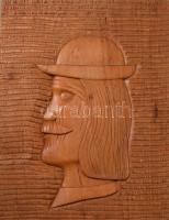 Férfi portré - faragott fa dísz, 38x31 cm