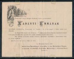 1872 Díszes gyászjelentés kinyitva, 2kr bérmentesítéssel Debrecenből Sátoraljaújhelyre küldve