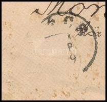 1889 Pénzeslevél előlap sztereotip 1kr, 12kr és 1Ft bélyegekkel bérmentesítve, egy 1Ft bélyeg hiányz...