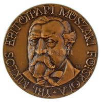 Garamkeszi János (1936-2014) DN "Ybl Miklós Építőipari Műszaki Főiskola" egyoldalas bronz emlékérem, eredeti tokban (59,5mm) T:UNC