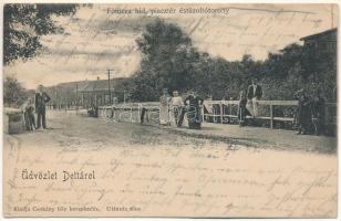 1904 Detta, Ghedu, Deta; Fő utca, híd, piac tér és tűzoltótorony. Kiadja Csokány / main street, bridge, market square, fire tower (EK)