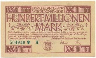 Német Birodalom / Weimari Köztársaság / Darmstadt 1923. 100.000.000M T:XF German Empire / Weimar Republic / Darmstadt 1923. 100.000.000 Mark C:XF