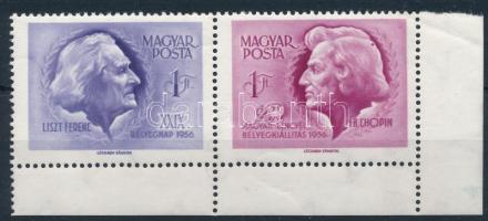 1956 Bélyegnap (29.) ívsarki pár Chopin haján folt lemezhiba